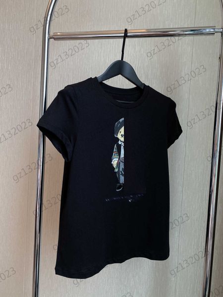 

clothes women designer t-shirts doll teddy bear print short sleeves pullover t-shirt lightweight breathable casual cotton tees designer wome, White
