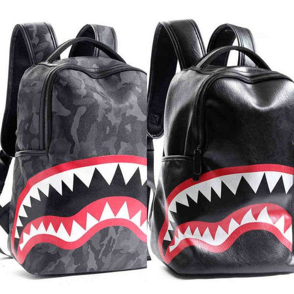 

style backpacks designer men's backpack travel handbag fashion lattice backpack student schoolbag large capacity shark bag street man b