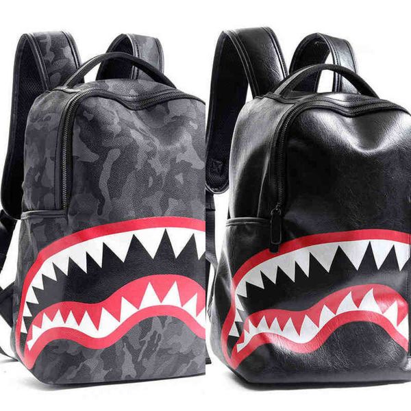 

backpack style backpacks designer men's backpack travel lattice backpack student schoolbag large capacity shark street man bookbag 2308
