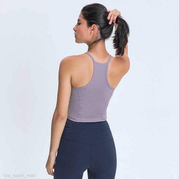 

l-98 women tank for yoga workouts fitness shirts vest quick dry breathable gym soft slim fit t-shirt built-in pads sports bra, White;red