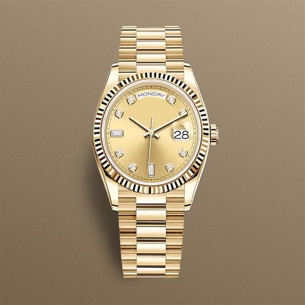 

40mm men women luxurys wristwatch mens fashion mechanical automatic gold steel strap watch male daydate designer watch246i, Slivery;brown