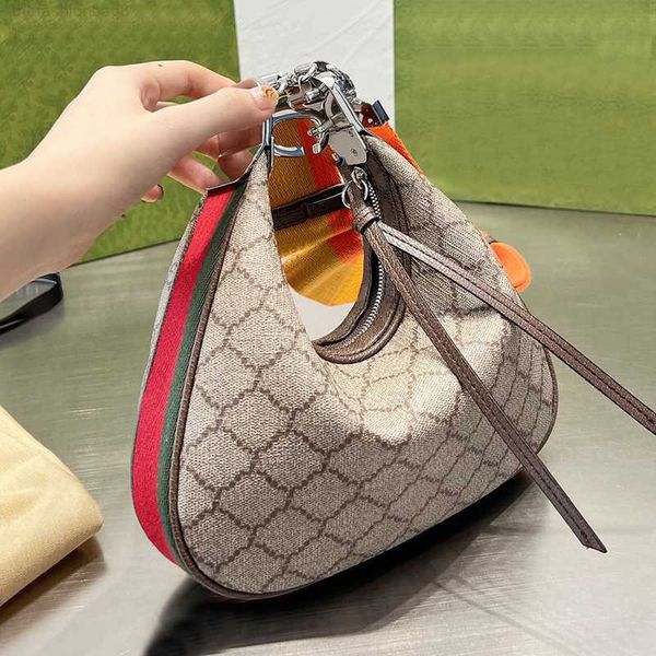 

designer women attache hobo underarm bag italy brand half moon cowhide leather crossbody handbags lady canvas printed shoulder handbag