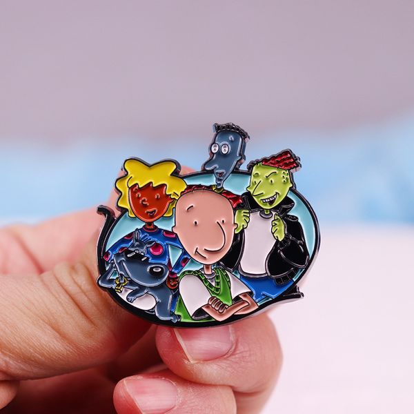 

retro american anime tv series doug cartoon character brooch metal badge pin, Blue