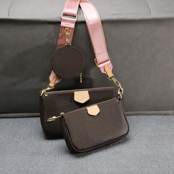 

luxurys designers shoulder bags multi accessories 3 pcs set wallet women crossbody purse messenger bags handbags flowers lady leather totes