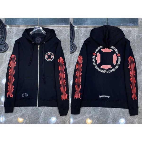 

men's fashion sweatshirts luxury jackets ch hoodies men women designer boy sanskrit print sweater zipper hooded cross pullover hoodie c, Black;brown