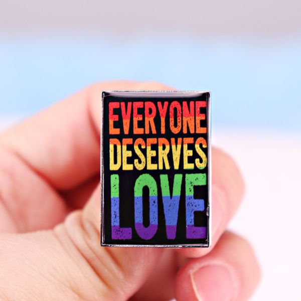 

everyone deserves love brooch lgbt rainbow metal badge gift pin, Blue
