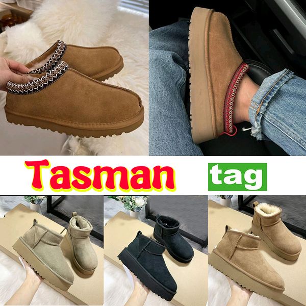 

women boots tasman slippers australia snow boot tazz booties chestnut fur slides classic ultra mini platform boot womens winter warm, Black