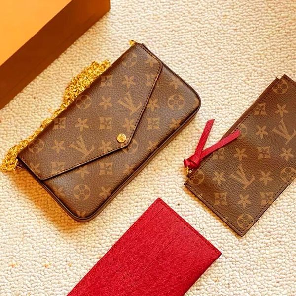 

multi felicie pochette women chain bags wallet messenger leather handbags shoulder flower louise purse vutton crossbody vuitton bag 61276