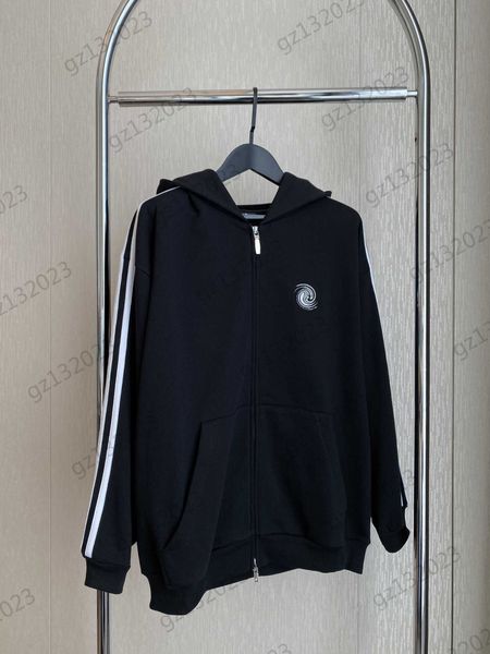 

designer jacket women logo embroidered striped long-sleeved zipper hooded jackets silhouette drop shoulder design sports casual outerwear wo, Black;brown