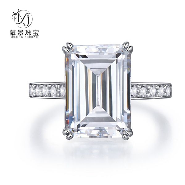 

wedding accessories pure silver engagement rings fadeless white rectangle diamond birdal ring proposal ring no fading ladies jewelry r419