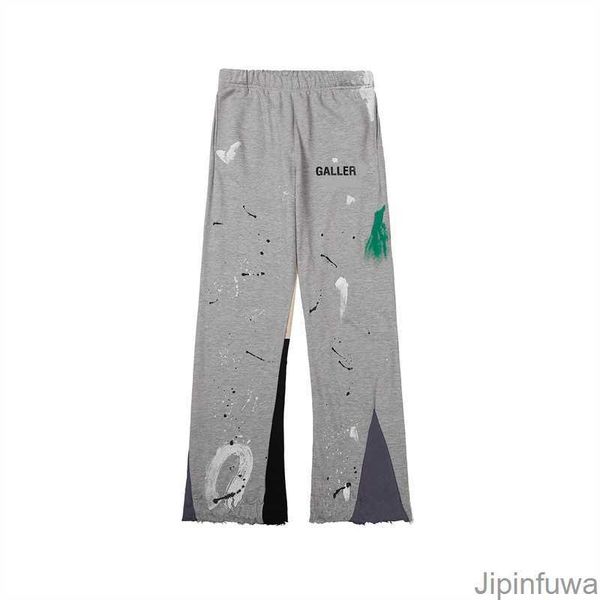 

2023 men's pants men galleries sweatpants dept speckled letter print women's couple loose versatile casual straight trousers zumz, Black