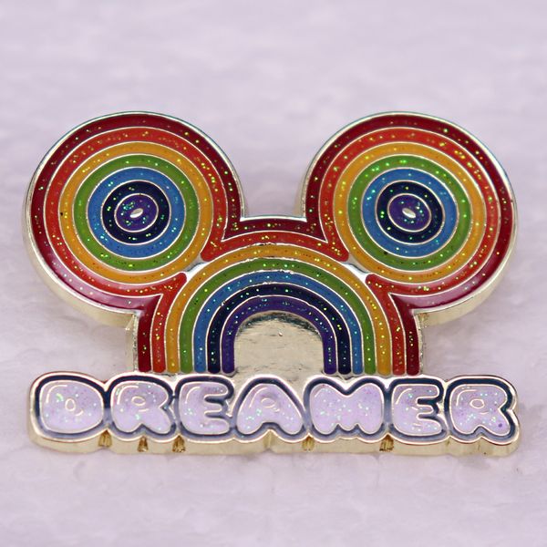 

dreamer shiny rainbow brooch metal badge bag accessory gift mouse pin, Blue