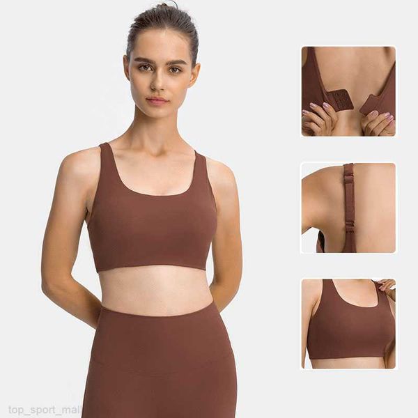 

l-014 women adjustable tank for yoga high strength shockproof sports bra skin-friendly three-row buckle underwear with removable cups