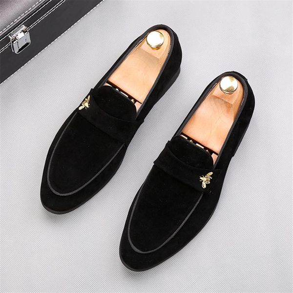 

- designer men classic suede embroidery casual flats shoes oxford gentleman wedding dress prom loafers 38-44241m, Black