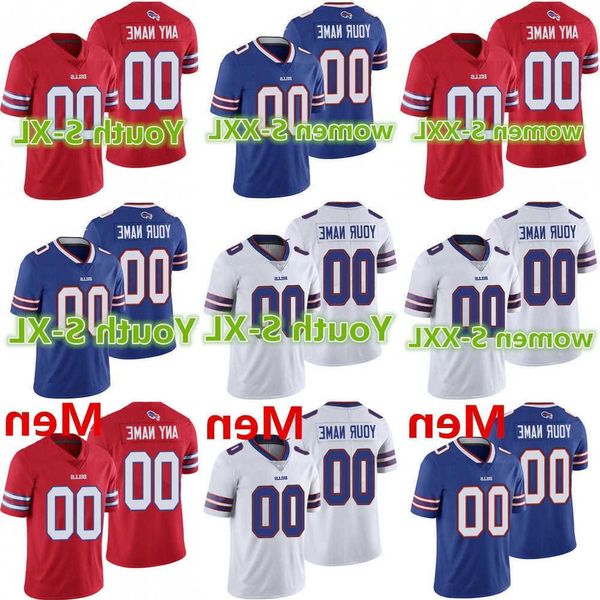 

2023 football jerseys custom buffalo''bills''men women youth 17 josh allen 40 von miller 26 devin singletary 49 tremaine, Black;red