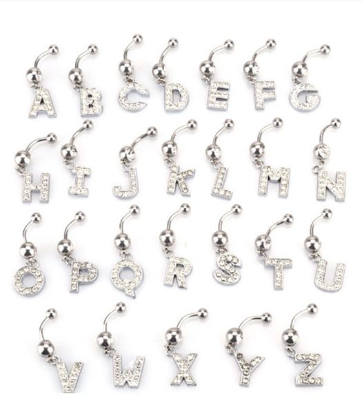 

english letterjewelry a-z allergy prevention human puncture women's jewelry bellybutton nail bellybutton ring quick sell through, Golden;silver