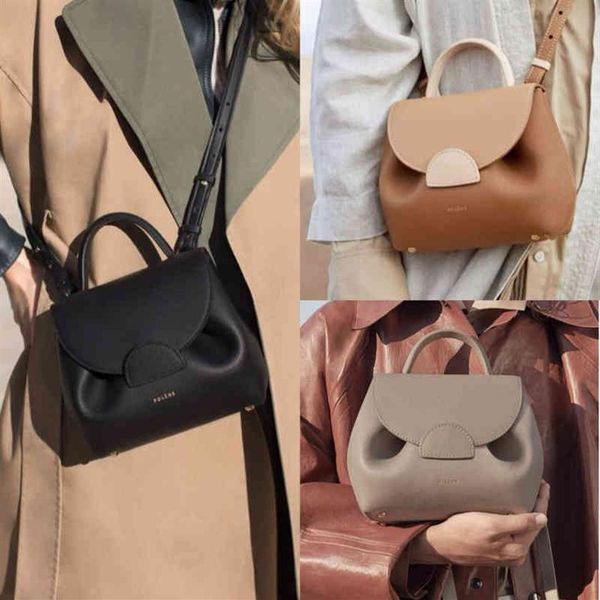

french polene bag nano high sense niche one shoulder messenger bag leather smiling face181m