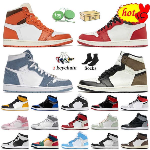 

2023 high basketball shoeswomens mens jumpman 1 shoes starfish 1s denim og lost and found patent bred dark mocha mid