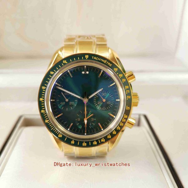 

perfect quality mens watches watch 310.60.42.50.10.001 42mm yellow gold green dial sapphire cal.3861 movement automatic mechanical wristwatc, Slivery;brown