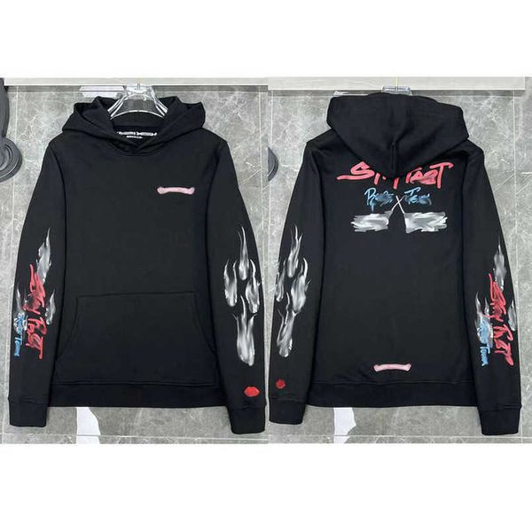 

luxury men's fashion sweatshirts jackets ch hoodies men women designer boy sanskrit print sweater zipper hooded cross pullover hoodie c, Black