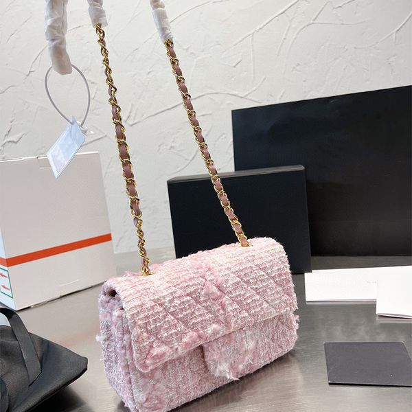 

luxury crossbody bags fashion shoulder bag designer handbag woolen cloth style chain lattice women bags 20cm messenger cross body handbas pu