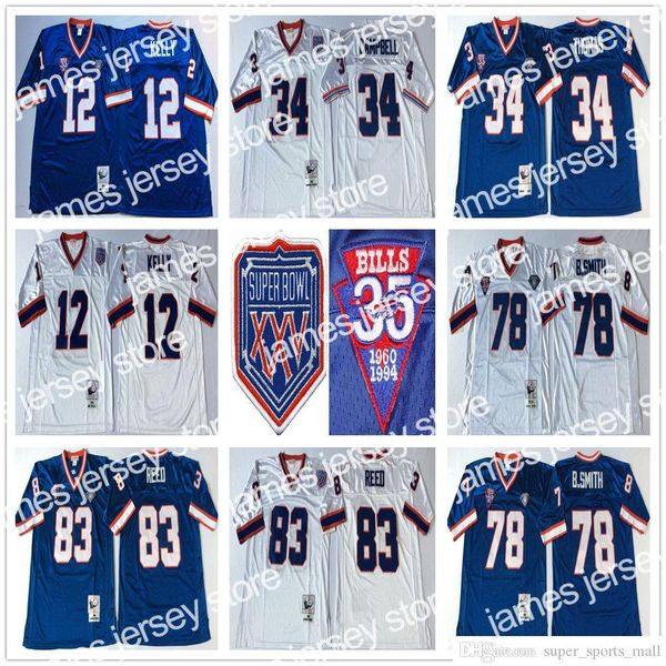 

football jerseys ncaa 75th vintage football jerseys mitchell and ness12 jim kelly 34 thurman thomas 78 bruce smith 83 andre reed jersey coll, Black;red