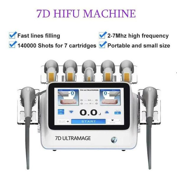 

powerful 7d hifu skin lifting slimming beauty machine high intensity focused ultrasound face care wrinkle removal equipment with 7 heads
