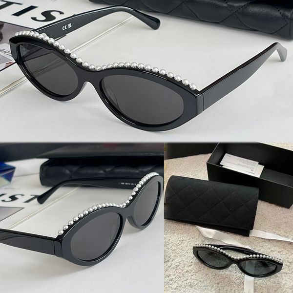 

Fashion OVAL SUNGLASSES Popular Designer Sun glasses 71508 for Women Vintage trend pearl Black White elegance disco Party style Anti-Ultraviolet come with case