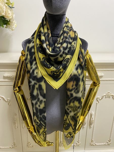 

women's square scarf scarves goodquality 100% silk material pint letter leopard grain pattern size 130cm- 130cm, Blue;gray