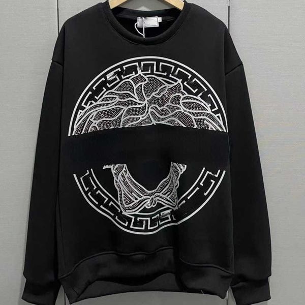 

winter men sweatshirt designer sweater medusa creative diamond round neck pullover mens women oversize sweaters, Black