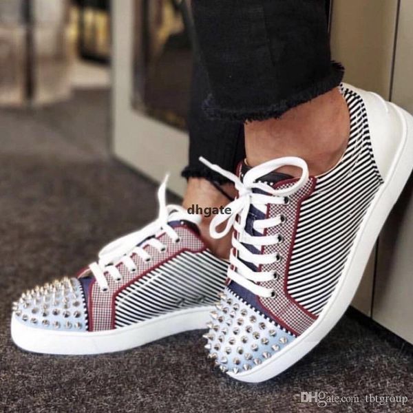 

red-bottoms christians men designs shoes seavaste sneaker flat version multi colors suede spike luxury low women trainers real lea yyb, Black