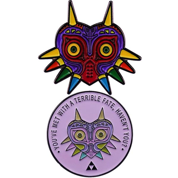 

the-legend-of -zelda majora mask brooch enamel pin brooches metal badges lapel pins denim jacket jewelry accessories gifts, Blue