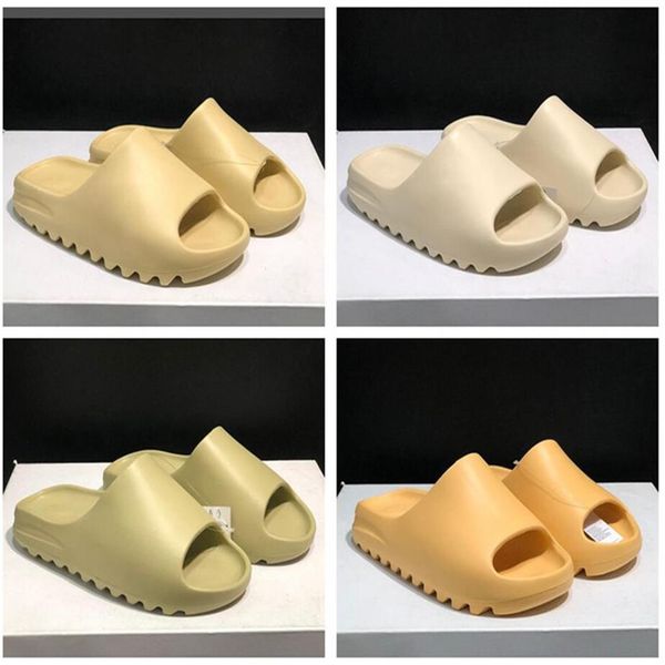 

2021 slides slippers foam runner desert sand triple black bone white resin slide sandal mens slipper with box student2587, Black;grey