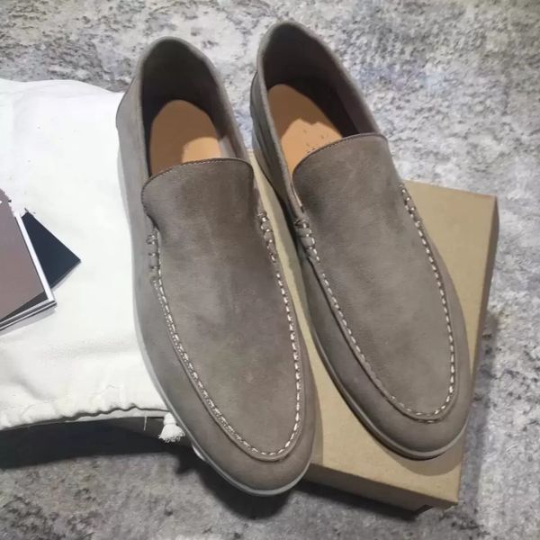 

leather suede mens loro walk shoes luxury sneakers nubuck lock designer flats slip-on dress shoe large women walking shoes size 35-46 with z