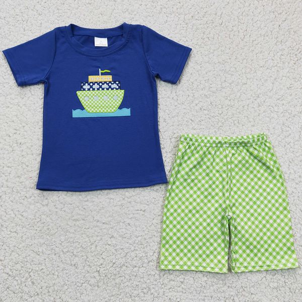 

summer baby boy clothes set cotton embroidery boutique kids children clothing boys short sleeve shorts outfits fashion toddler kid sets whol, White