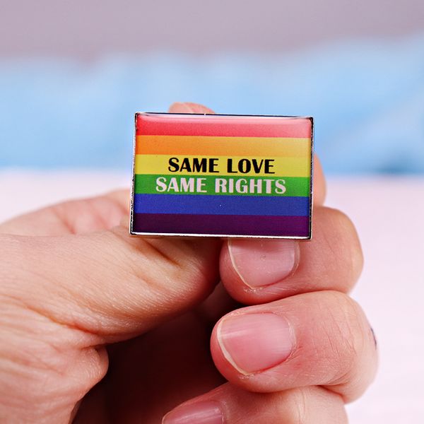 

same love same rights brooch lgbt rainbow pride flag brooch badge, Blue