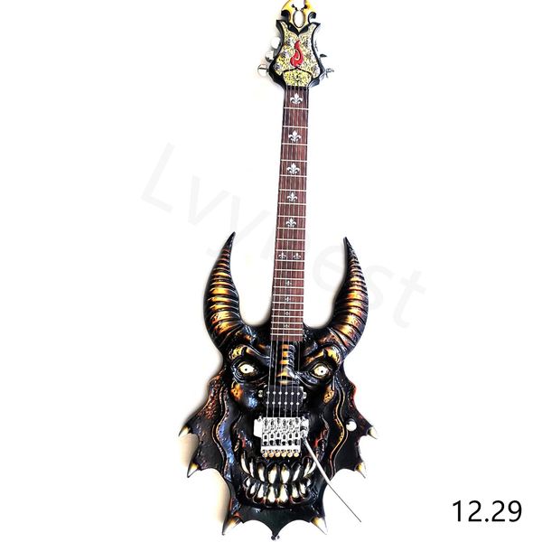 

lvynew brand electric guitar by handcraft colorful painting cow skull head