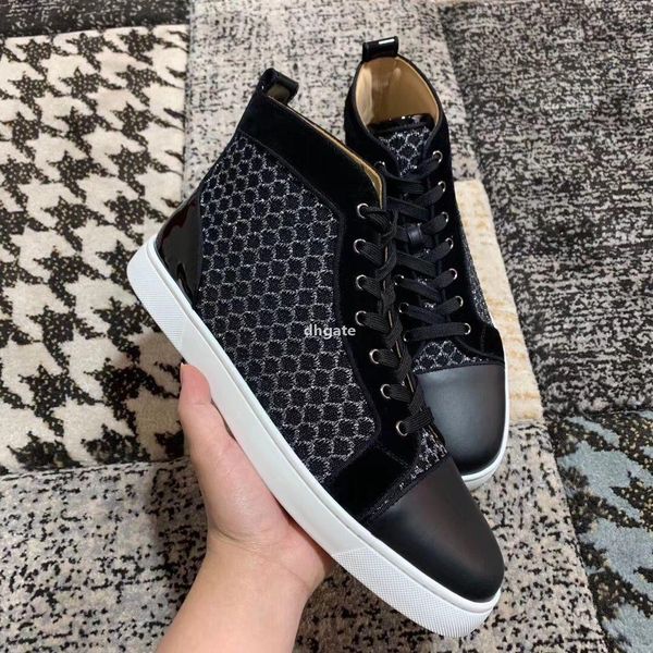 

red-bottoms christians brand designer sneakers men black mesh leather breathable casual fashion leather high mens tra ohg