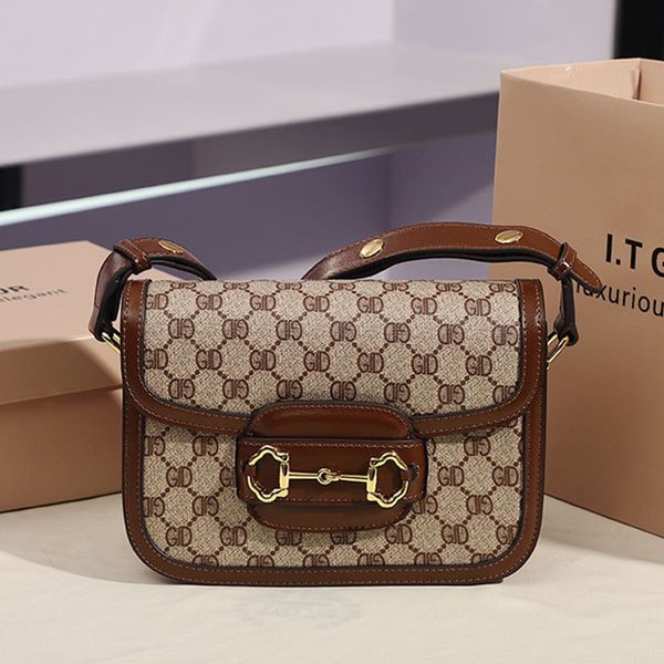 

real cowhide canvas horsebit bags retro saddle purse classic neo vintage crossbody designer handbags lady clutch purses