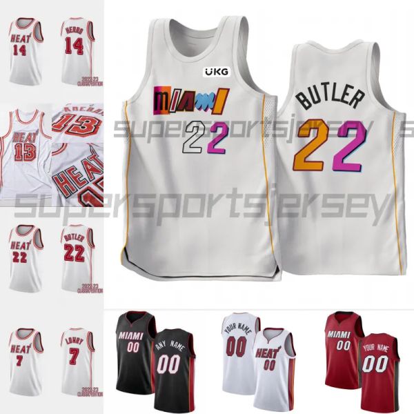 

custom 1988-1999 classic edition miamis heats basketball jerseys stiched custom new jimmy 22 butler dwayne dwyane 3 wade tyler 14 herro kyle, Black;red