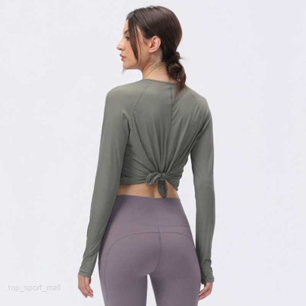 

female long sleeve yoga fitness exercise after running split sweatshirt quick-drying sportswear beautiful back elastic straps sleeves full a