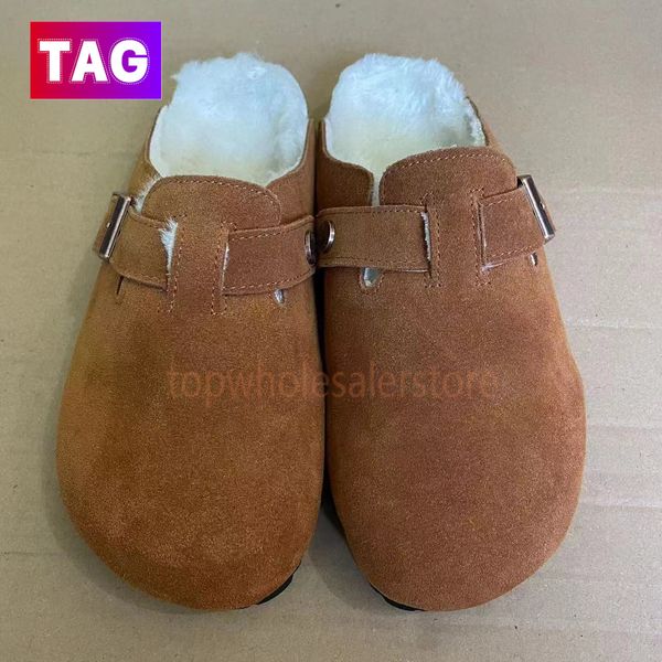 

new sandals designer women boston clogs slippers slides germany cork sandal fur slide mens loafers shoes womens leather suede taupe slipper, Black