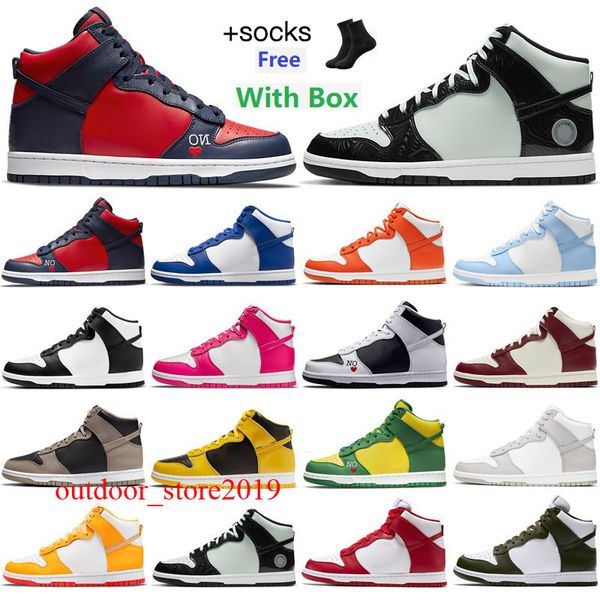 

2023 casual shoes mens sneakers sports trainers white oreo university blue black high og pollen womens low legend size eur 36-46