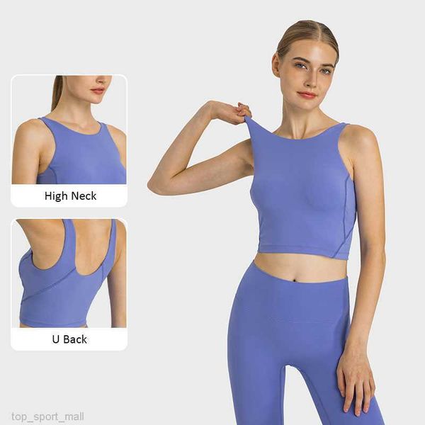 

l-219 high neck bra slim fit yoga bras elastic u back sports tank breathable women vest with removable cups
