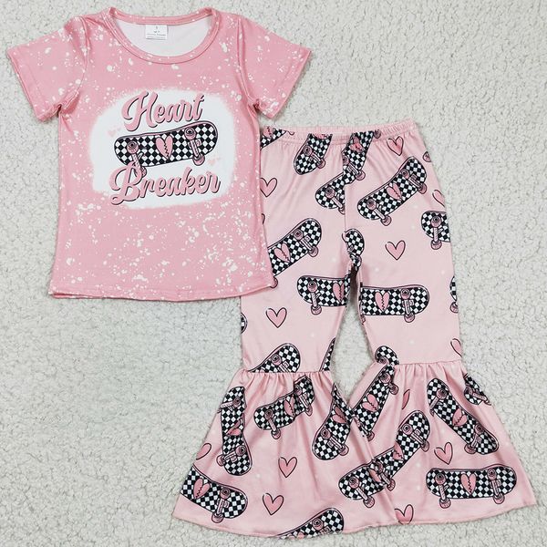 

new fashion kids designer clothes girls sets toddler baby girl clothing milk silk children outfits boutique kid bell bottom outfit, White
