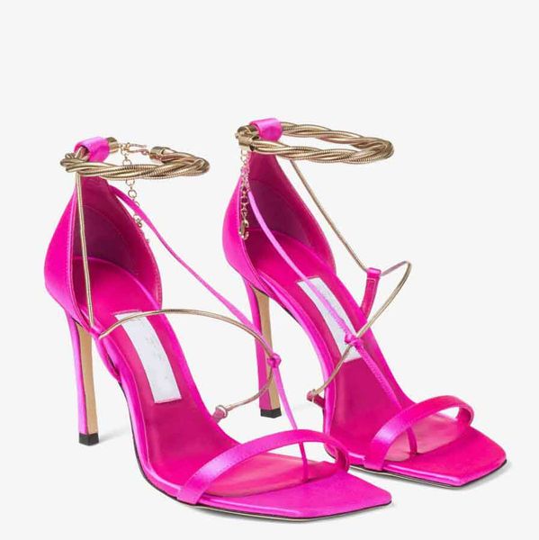 

luxury brands sandal woman shoes jimmy london oriana 110mm ivory leather sandals with gold chains wedding party dress pumps 35-43, Black