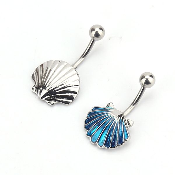 

dhl ship new customized anti allergic body piercing jewelry electroplated oil dripping shell pendant bellybutton nail korean version, Golden;silver