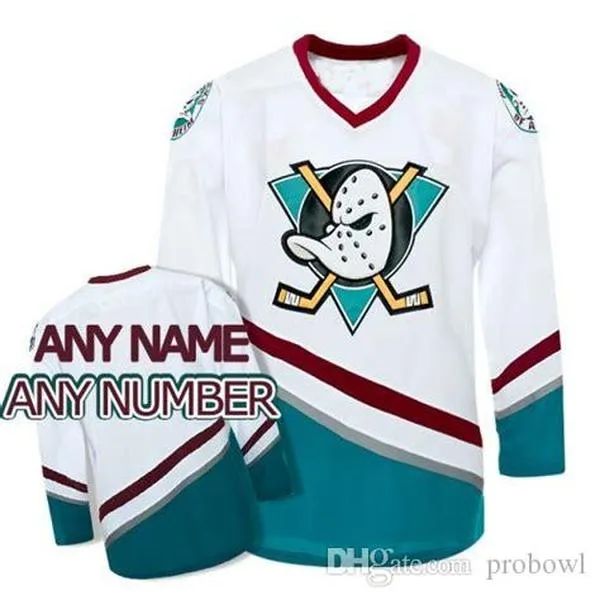 

hockey custom ice hockey customized mighty ducks of anaheim jersey 1996-06 white green womens youth your name your number any size xs-5xl, Black;red