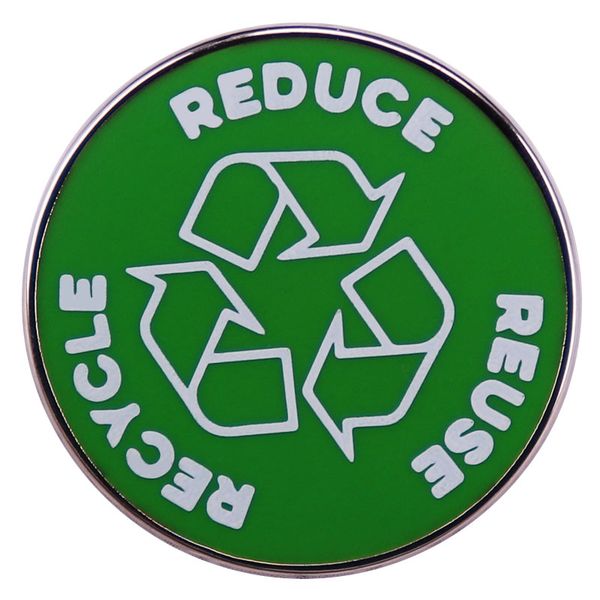 

reduce reuse recycle logo brooch button badge protect the earth's environment, Blue