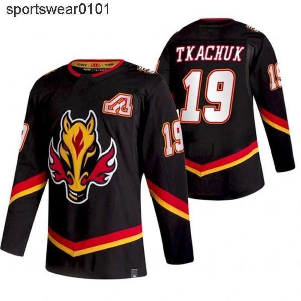 

hockey 19 matthew tkachuk calgary flames 2021 reverse retro hockey jersey 88 andrew mangiapane 13 johnny gaudreau 5 mark giordano 23 sean mo, Black;red
